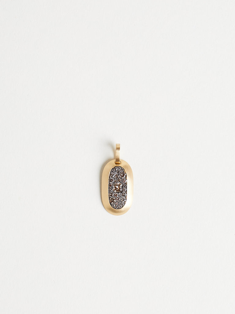 Shola Branson - Medium Cartouche Pendant with Brown Diamonds in 18k Yellow Gold