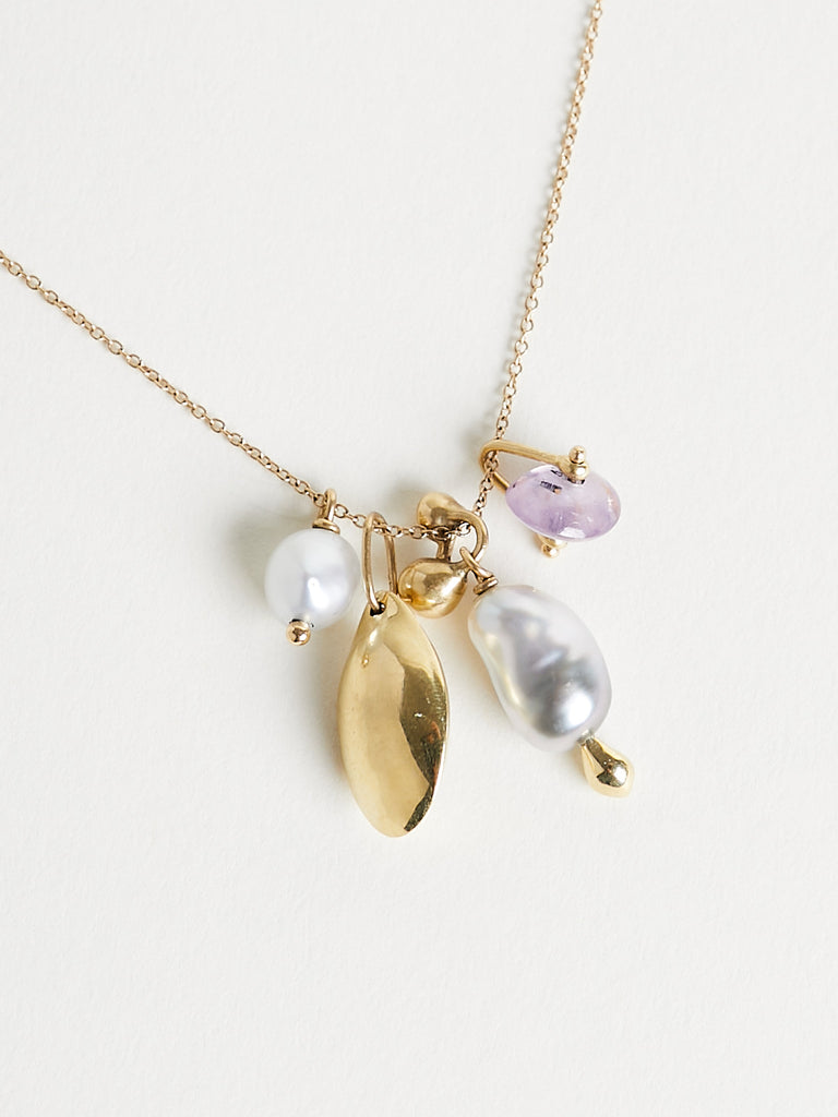 Ten Thousand Things - Moonstone Tiny Charm Necklace on 18k Yellow Gold