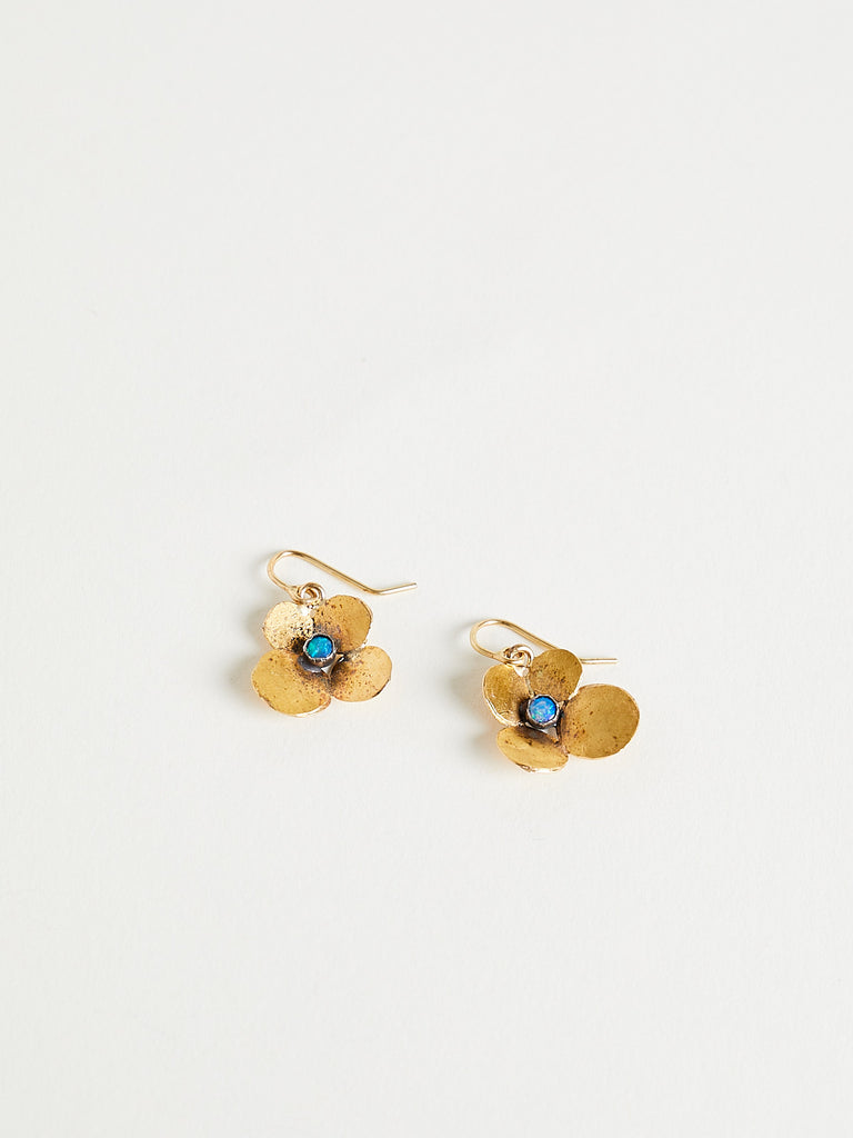 Judy Geib - Hydrangea Earrings in 24k and Silver with Opal and 18K