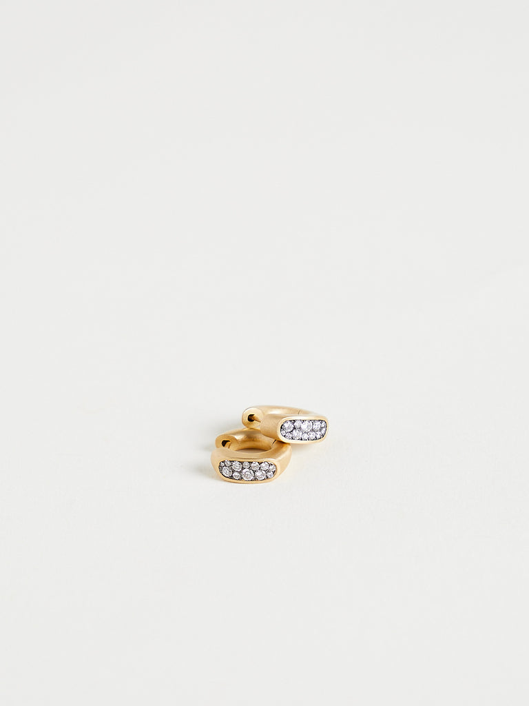 Shola Branson - Small Arc Huggies with White Diamonds on 18k Yellow Gold