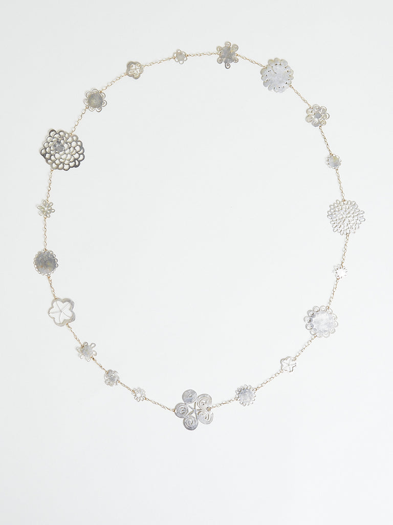 Judy Geib - Erewhon Long Flowery Necklace in Silver and 18k Gold