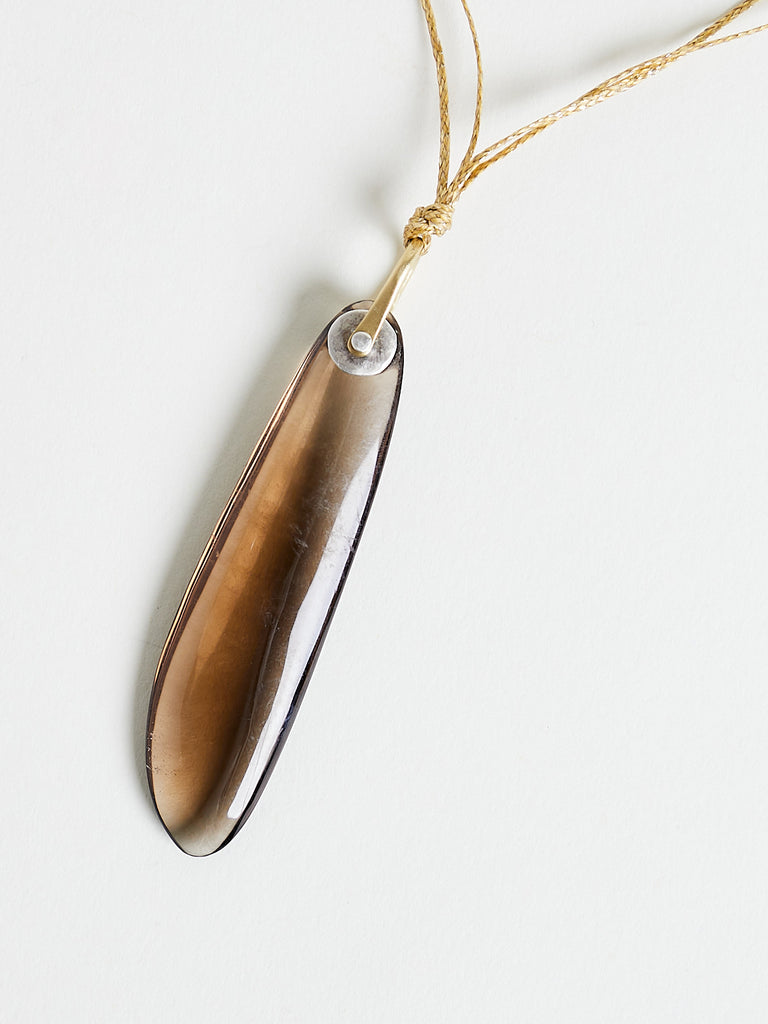 Pippa Small - Kalderash Set Pendant in 18k Yellow Gold with Smokey Quartz on Cord