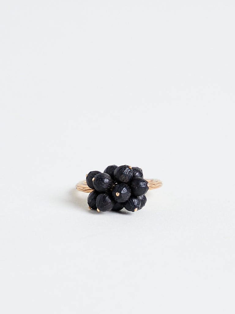 Mira Stella - 12 Ebony Peppercorns Ring in 18k Rose Gold