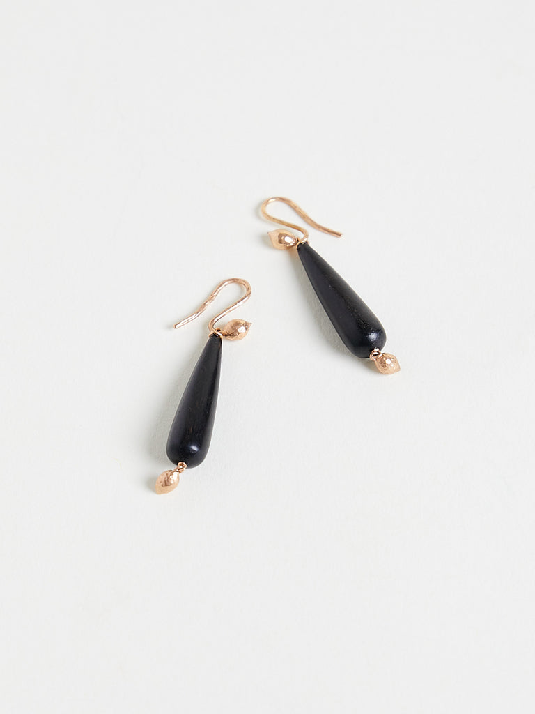 Mira Stella - Sea Kale Earrings with Ebony Pendant in 18k Rose Gold