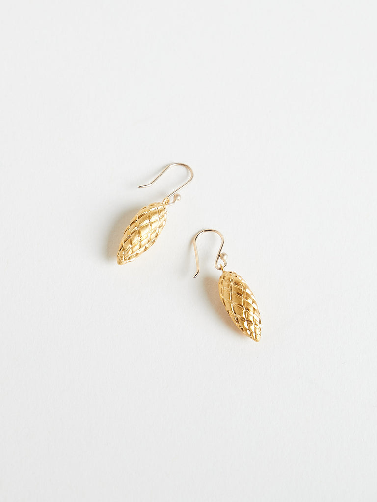 Ted Muehling - Pinecone Earrings in 24k Yellow Gold Plate