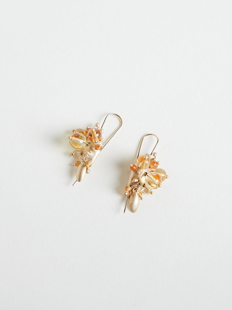 Ted Muehling - Bug Cluster Earrings in 10k Yellow Gold with Citrine