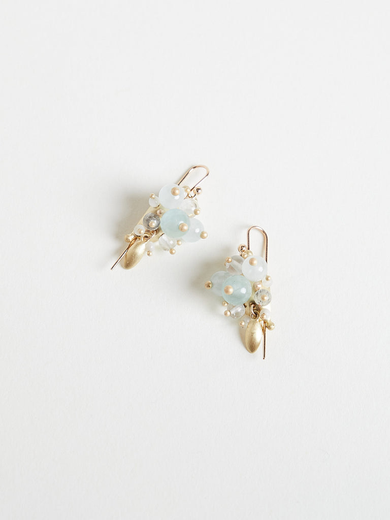 Ted Muehling - Bug Cluster Earrings in 18k Yellow Gold with Aquamarine