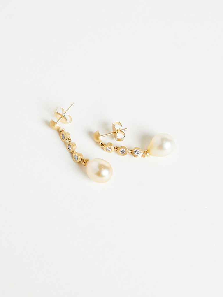 Prounis - Trio Diamond Chime and South Sea Pearl Earrings