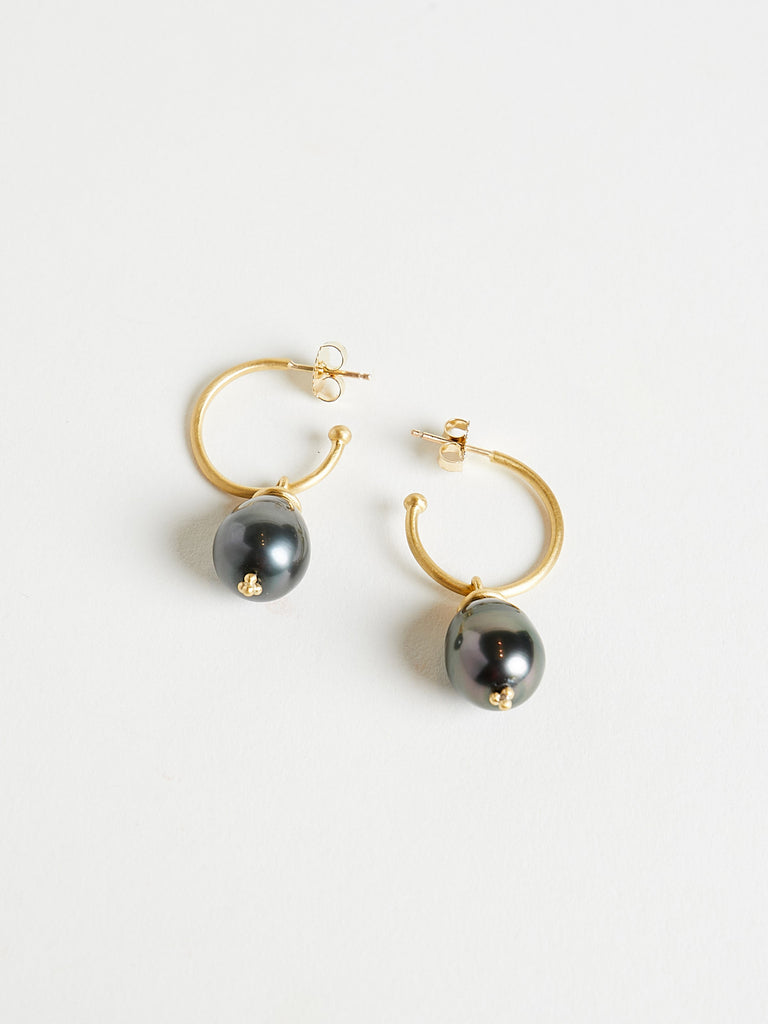 Prounis - Tahitian Pearl Hoop and Hook Earrings