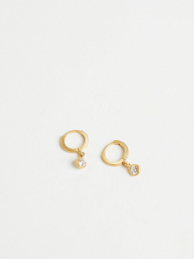 Darius - 6.5mm Diamond Drop Fairy Hoops in 18k Yellow Gold