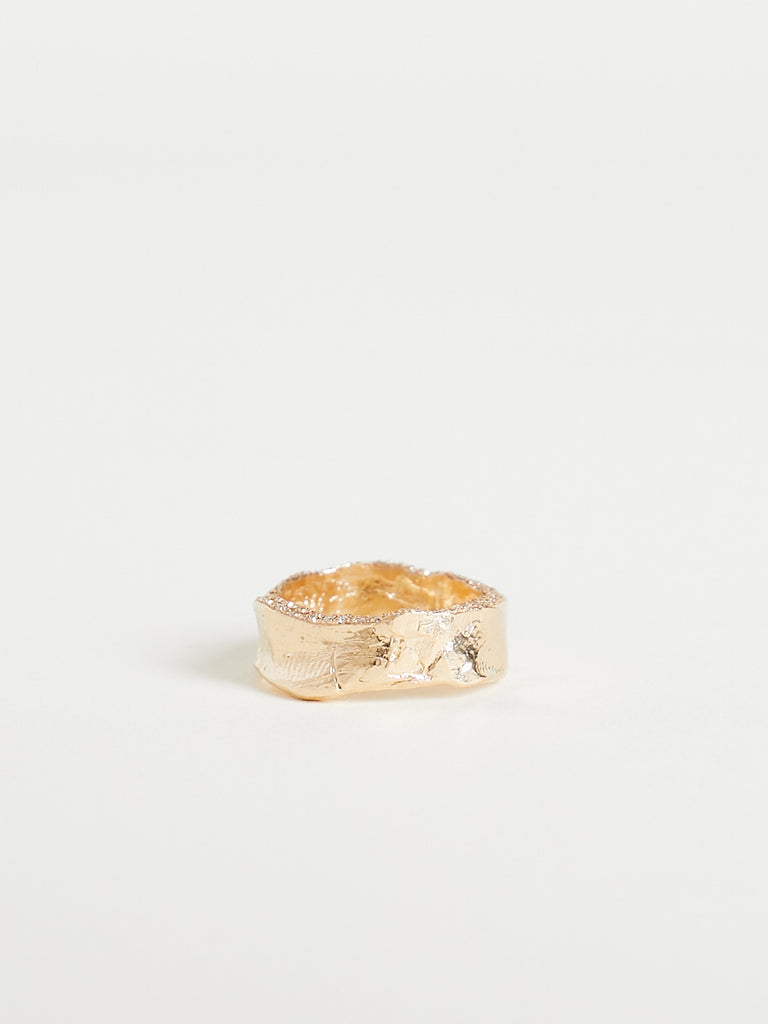 Alice Waese - Cut Merope Ring - One Side Diamonds in 14K Yellow Gold with White Diamonds