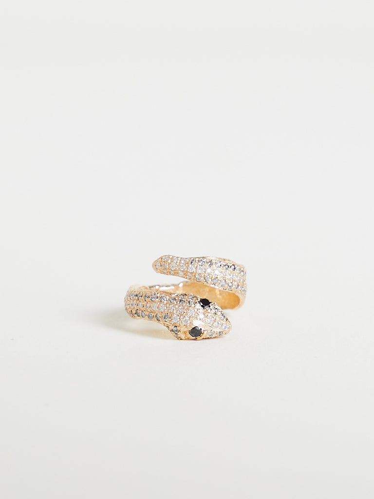 Alice Waese - Faded Snake in 14K Yellow Gold with White, Grey and Black Diamonds