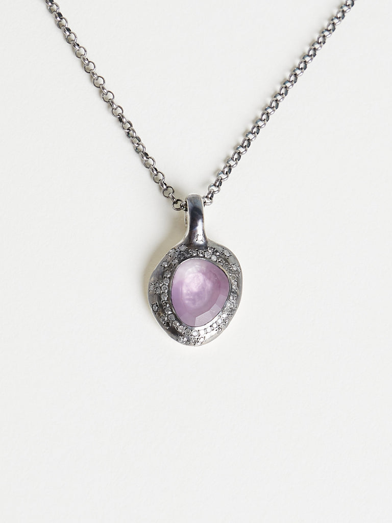Rosa Maria - Pe Necklace with 0.46ct Icy Grey Diamonds & 3.49ct Amethyst in Sterling Silver