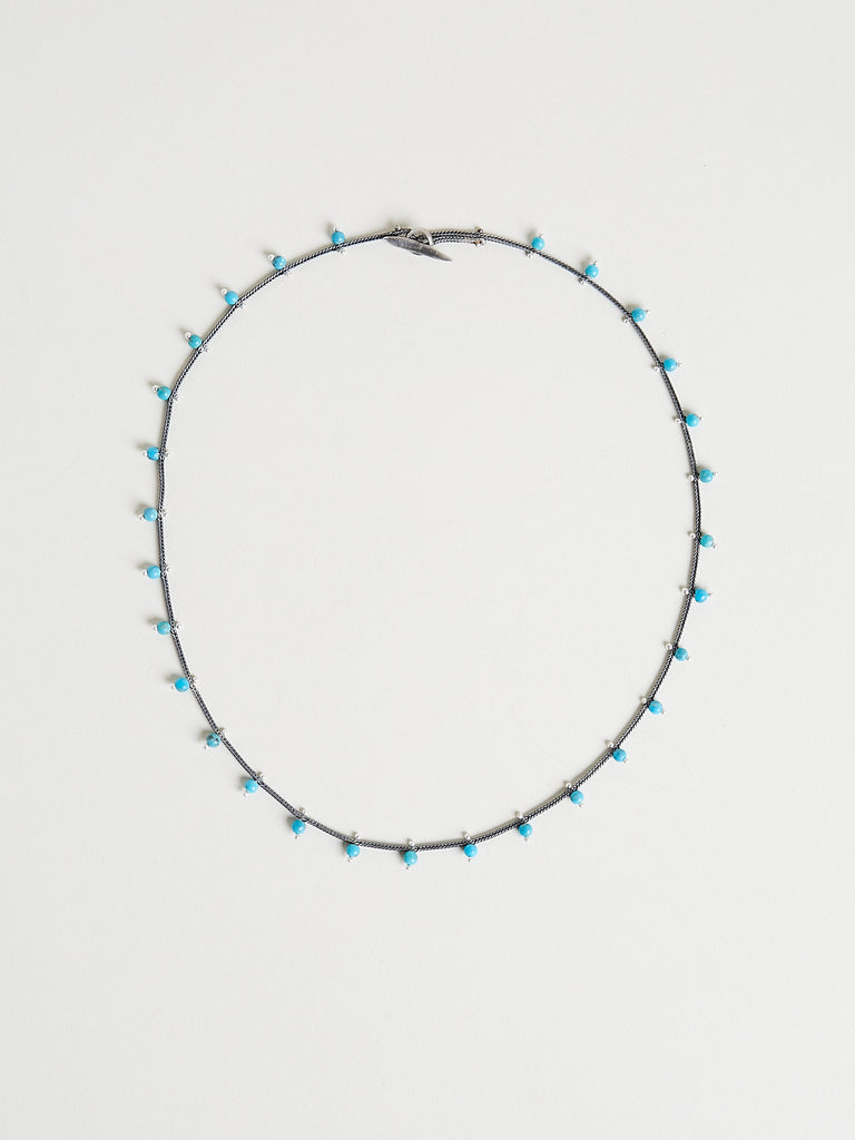 Ten Thousand Things - Fine Silver Single Studded Turquoise Pale Chain Choker