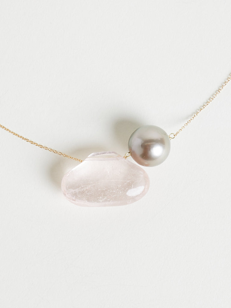 Ten Thousand Things - Morganite Tapiz Bead and Pearl Assembled Necklace