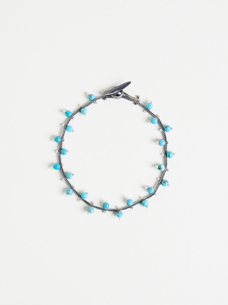 Ten Thousand Things - Fine Silver Double Studded Turquoise Pale Chain Bracelet