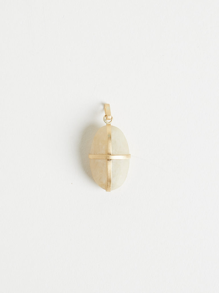 Nathalie Mathoulin Jewellery - Element MII’ 26/2 - Ivory Oval Stone Set with A Bespoke 18k Solid Gold Ribbon