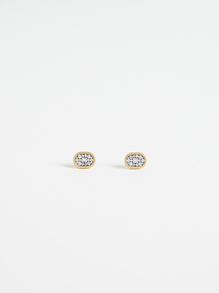 Plinth Stud Earrings with White Diamond