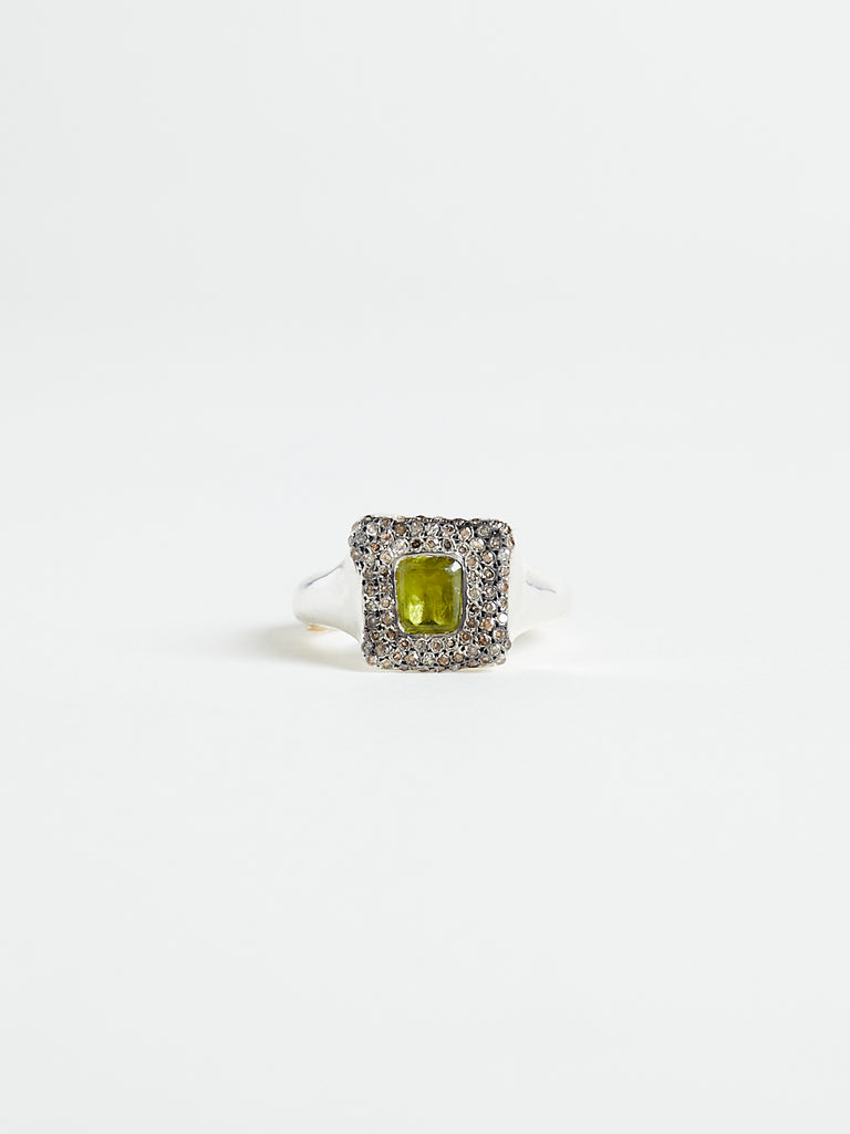 Rosa Maria - Leslie Ring with 0.64ct Cognac Diamonds & 1.07ct Peridot in Sterling Silver