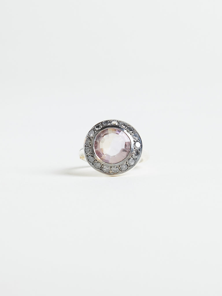 Rosa Maria - Beril Ring with 0.39ct Icy Grey Diamonds & 1.25ct Pale Amethyst in Sterling Silver