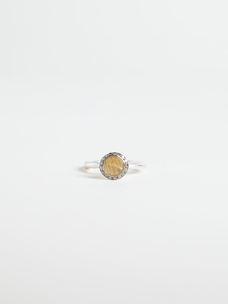 Rosa Maria - Belquise Ring with 0.2ct Cognac Diamonds & 0.81ct Golden Rutilated Quartz in Sterling Silver