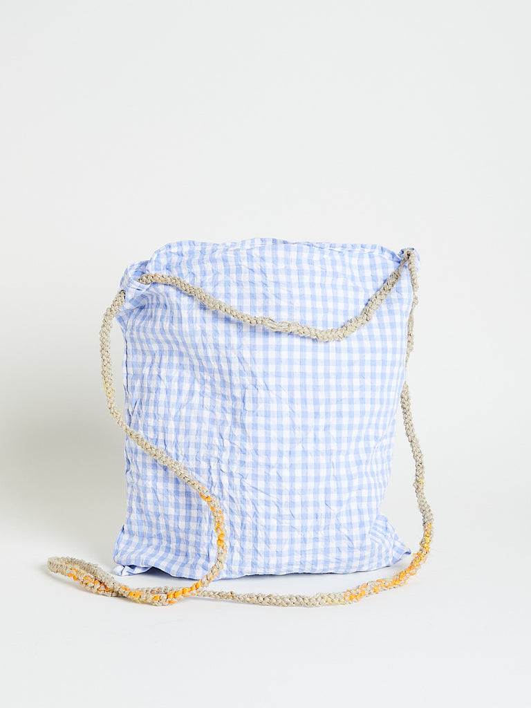 Daniela Gregis - Borsa Bag Peperoncino Piccola Lavata in White Light Blue Little Check