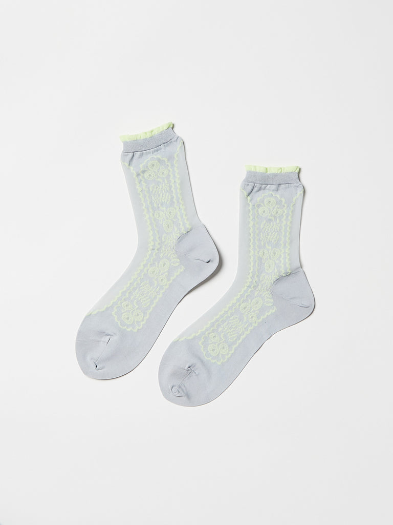 Antipast - See-Through Flower Socks in Light Grey