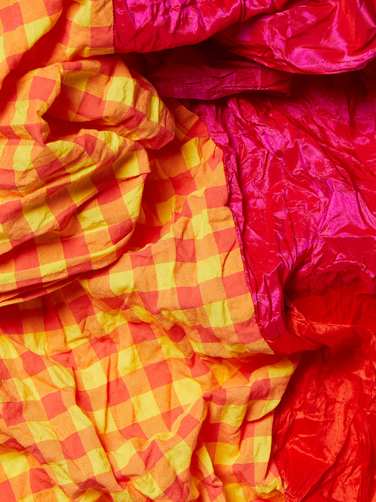 Daniela Gregis - Scialle Shawl Ptc Meta Lavato in Fuchsia Glow Red Pink 1cm Check