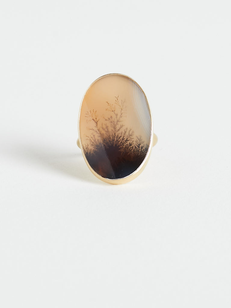 Gabriella Kiss - Large Elongated Oval Dendrite Ring in 18k Yellow Gold