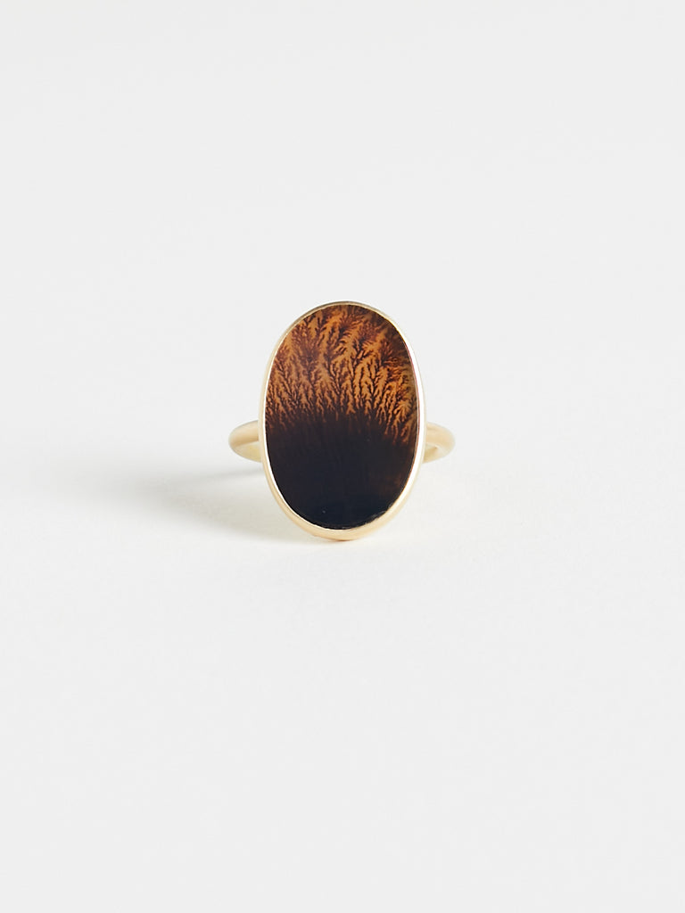 Gabriella Kiss - Large Oval Dendrite Ring in 18k Yellow Gold
