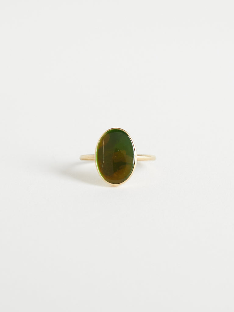 Gabriella Kiss - Green Ammonite Ring in 18k Yellow Gold
