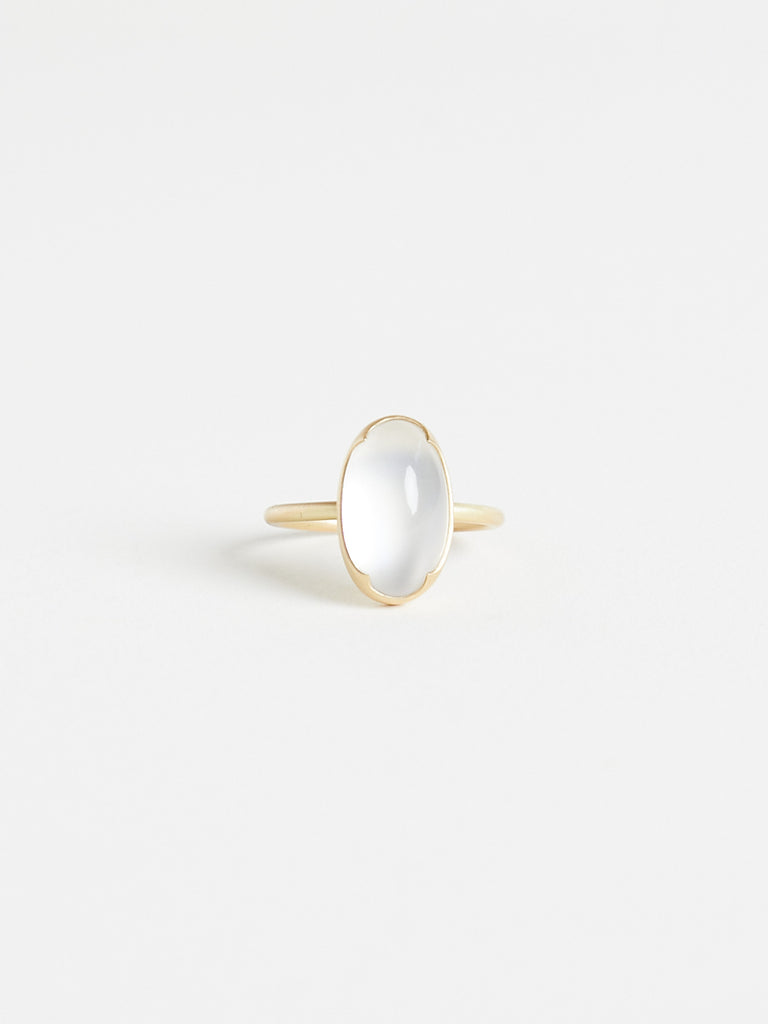 Gabriella Kiss - Elongated Oval Moonstone Ring in 18k Yellow Gold