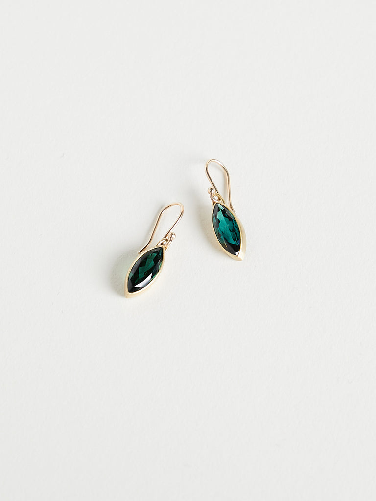 Gabriella Kiss - 3.6ct Marquis Green Tourmaline Earrings on 18k Yellow Gold