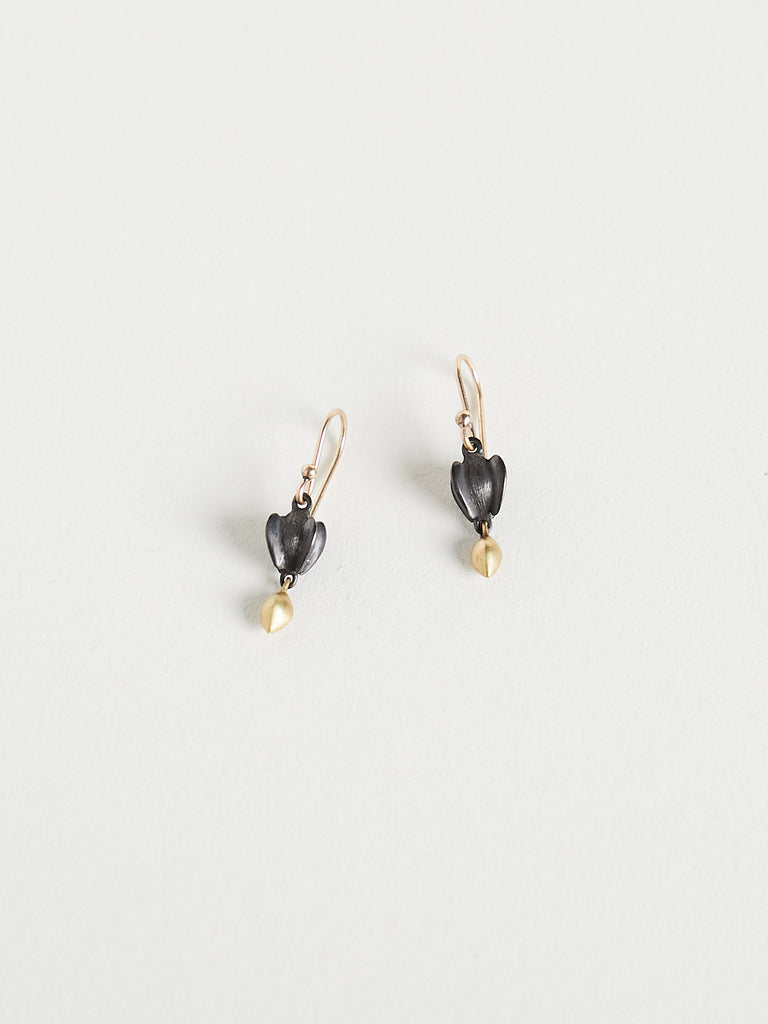 Gabriella Kiss - Buckwheat Earrings in Bronze with 18k Yellow Gold Seed