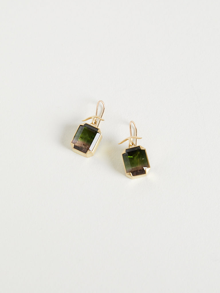 Gabriella Kiss - 8.51ct Cushion Watermelon Tourmaline Earrings in 18k Yellow Gold