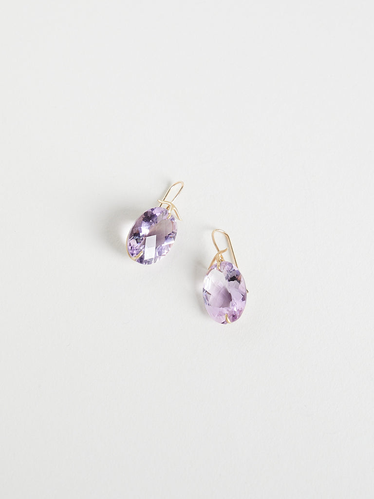 Gabriella Kiss - Faceted Rose de France Amethyst Earrings on 18k Yellow Gold