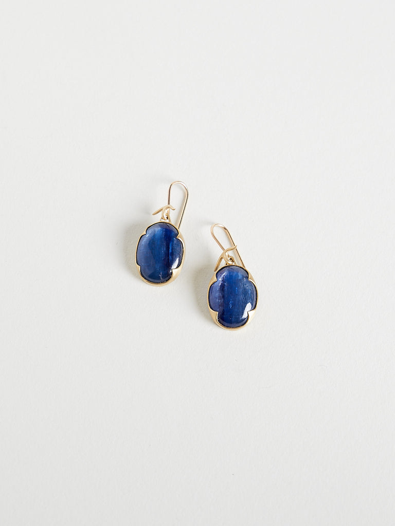 Gabriella Kiss - Oval Kyanite Earrings on 18k Yellow Gold