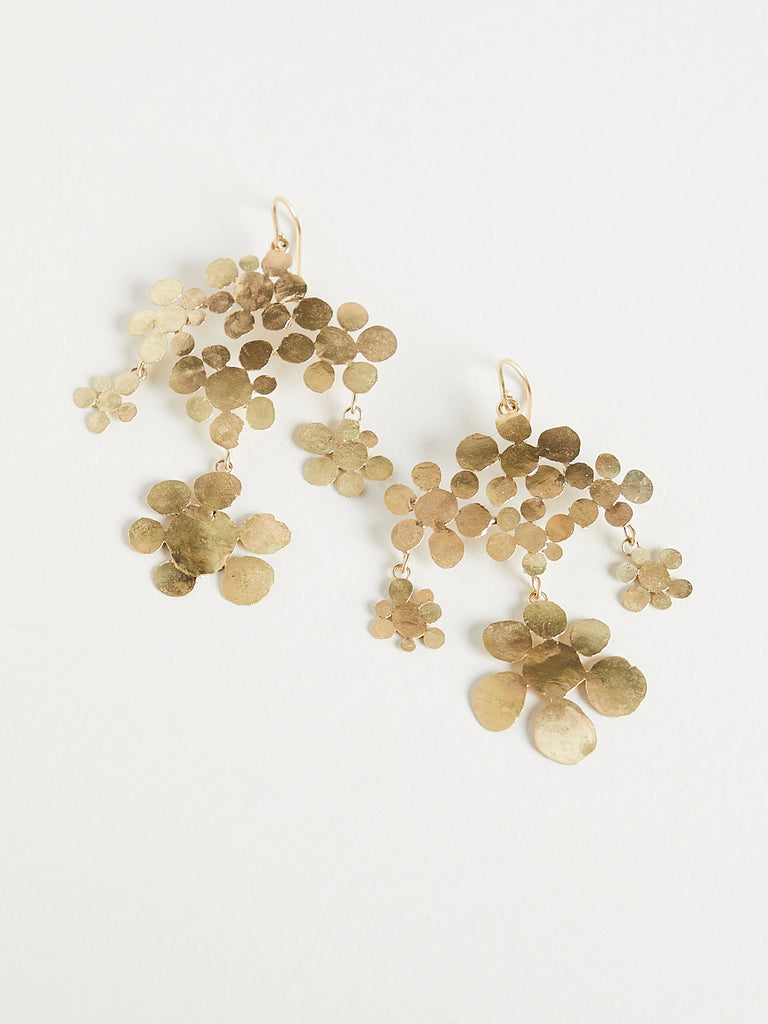Judy Geib - Squash Flowery Chandelier Earrings in 18k Yellow Gold