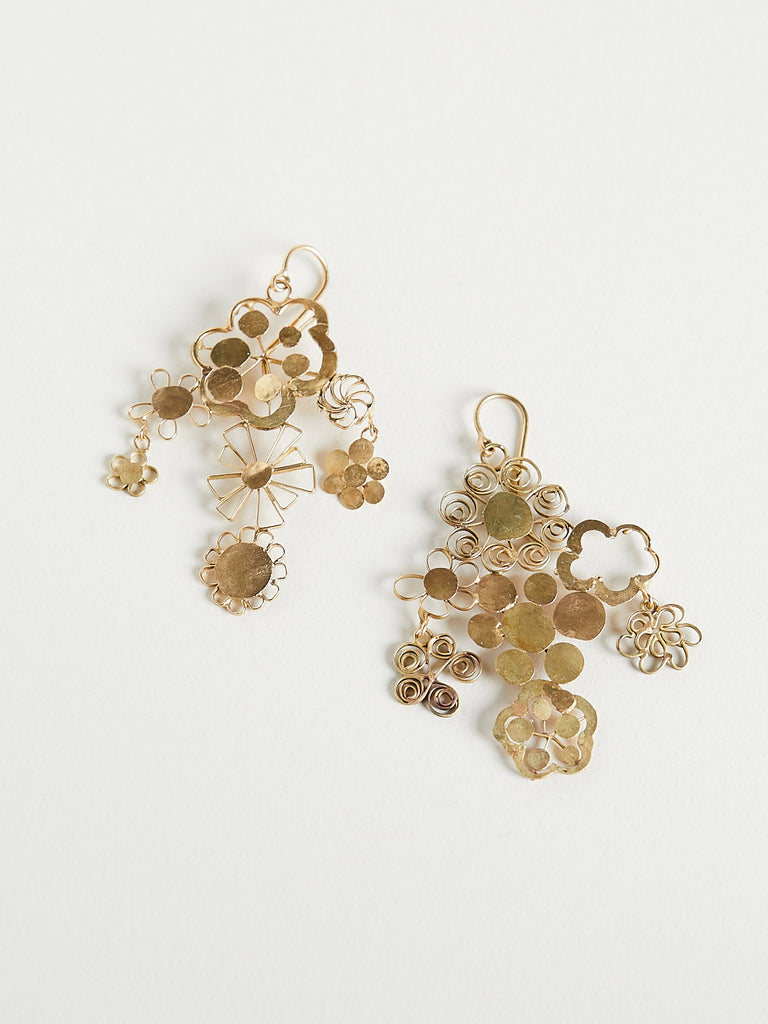 Judy Geib - Flowery Chandelier Earrings in 18k Yellow Gold