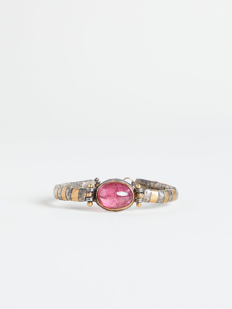 Judy Geib - 18.45ct Pink Tourmaline Set in an Egyptian-Style Bracelet in 22k Yellow Gold over Silver with 18k Gold Details