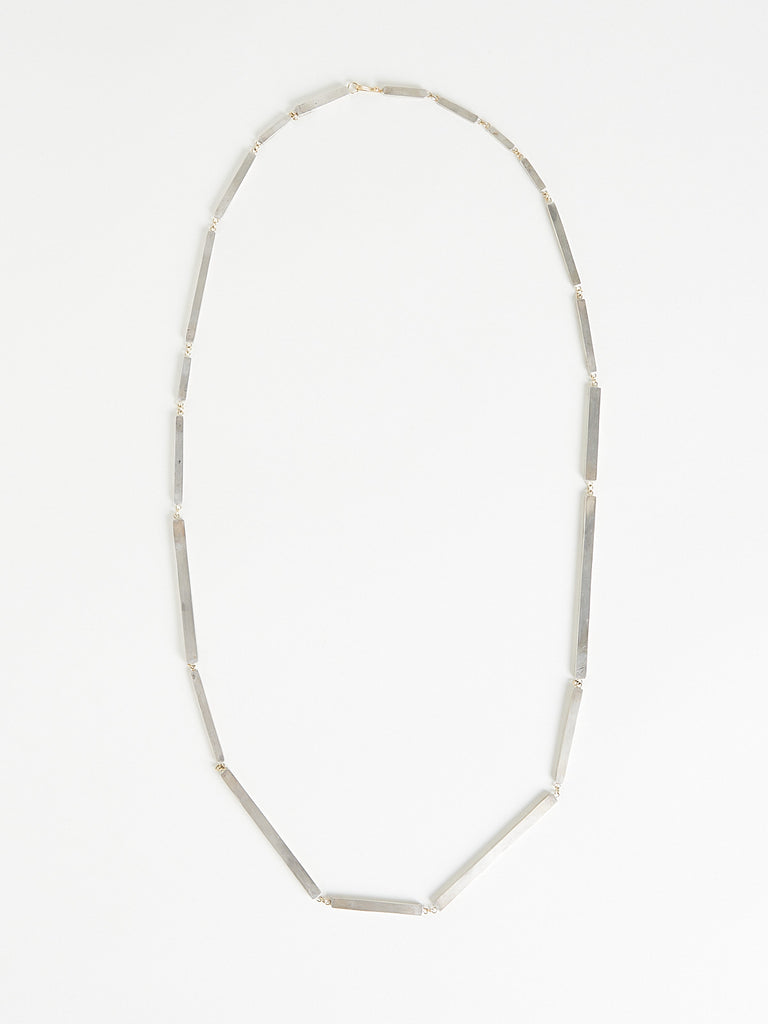 Gabriella Kiss - Silver Bar Necklace Cubic Chain with 18k Yellow Gold Details