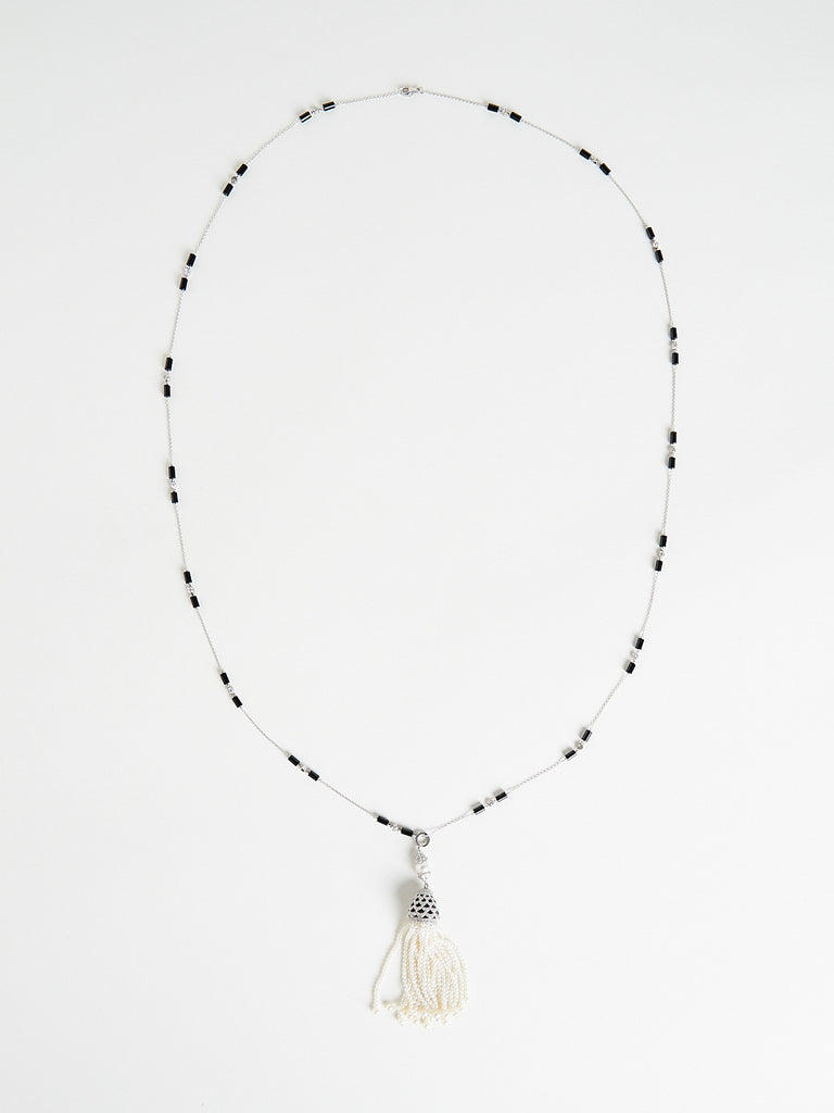 Vintage - Long Necklace with Pearl Tassel Pendant