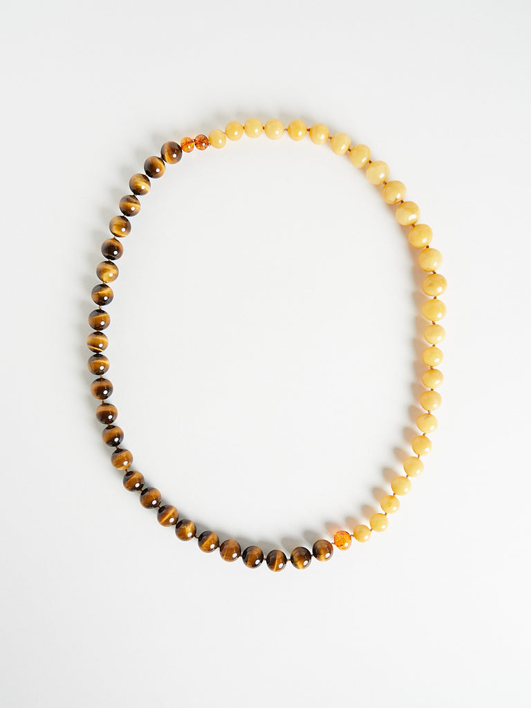Anna Maccieri Rossi - Mixed Beaded Amber, Honey Amber and Tiger Eye Necklace