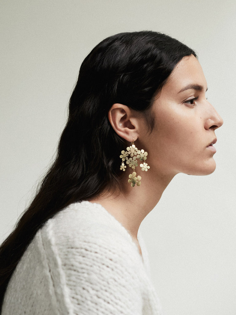 Judy Geib - Squash Flowery Chandelier Earrings in 18k Yellow 