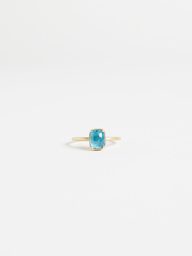 Gabriella Kiss - 1.7ct Cushion Blue Tourmaline Ring in 18k Yellow Gold