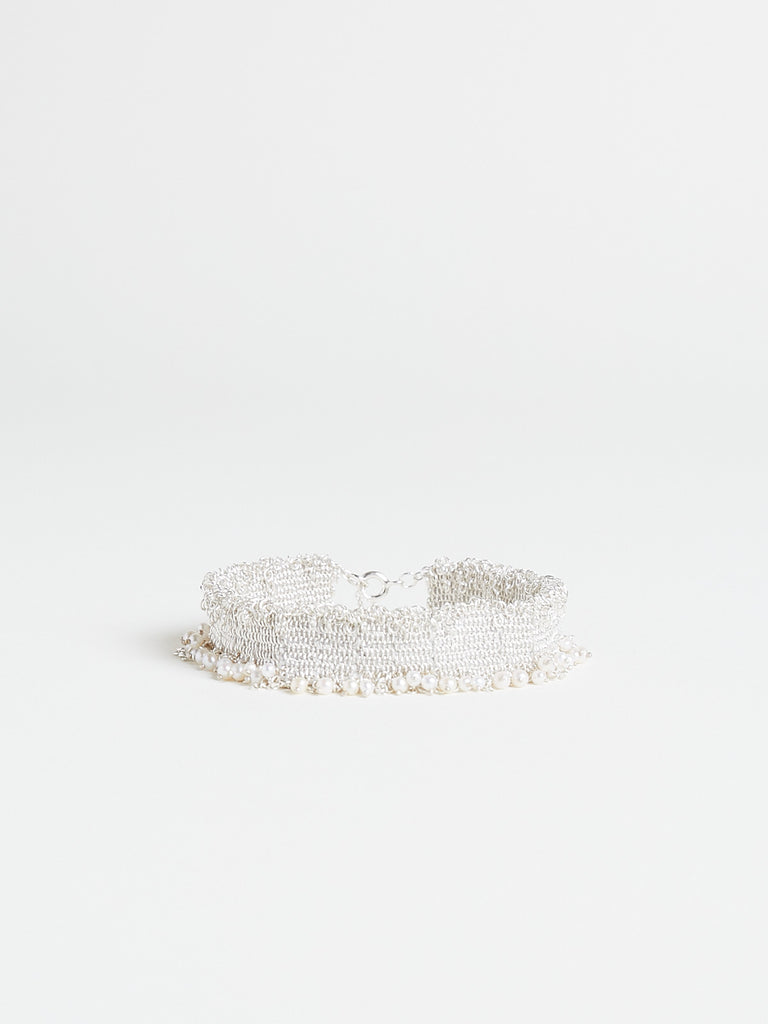 Stephanie Schneider - 019.88 SP Bracelet in 925 Sterling Silver & Silk with Akoya Pearl