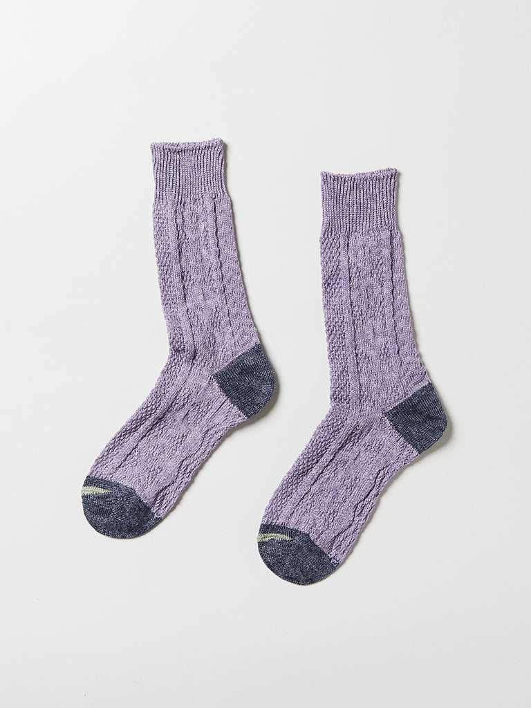 Kapital - 96 Yarns Linen Jacquard Kuba Socks in Purple