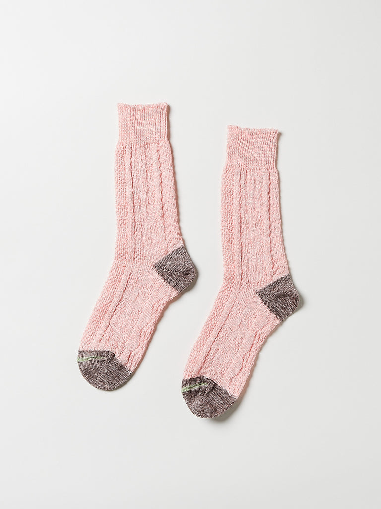 Kapital - 96 Yarns Linen Jacquard Kuba Socks in Pink
