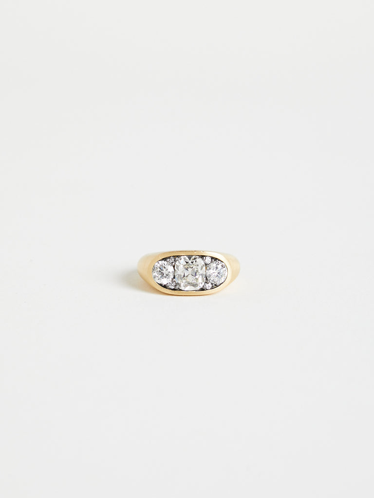 Shola Branson - Keystone Ring with White Diamonds on 18k Yellow Gold