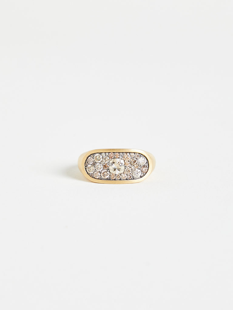 Shola Branson - Arc Ring with Brown Diamonds on 18k Yellow Gold
